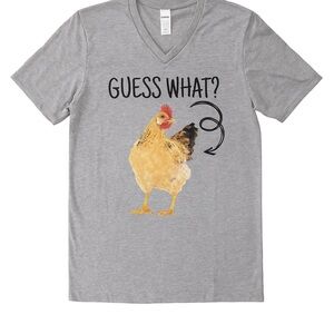 Gildan Gray Chicken Graphic Tee V Neck
